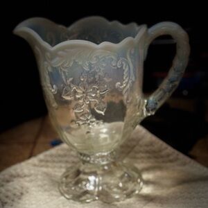 Northwoods Intaglio EAPG white opalescent juice pitcher